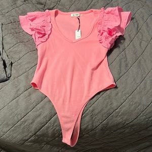 PRETTY PINK RUFFLE BODY SUIT